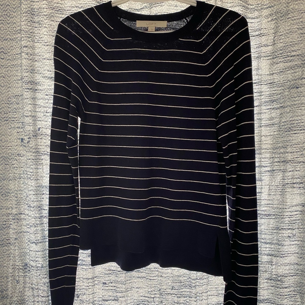 Ann Taylor LOFT Striped Blue & White Size S